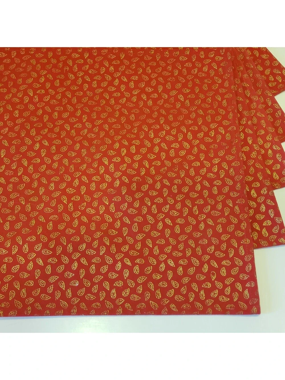 Pier 1 Placemats Red Gold Leaf Set of 5 Cotton Table Decor